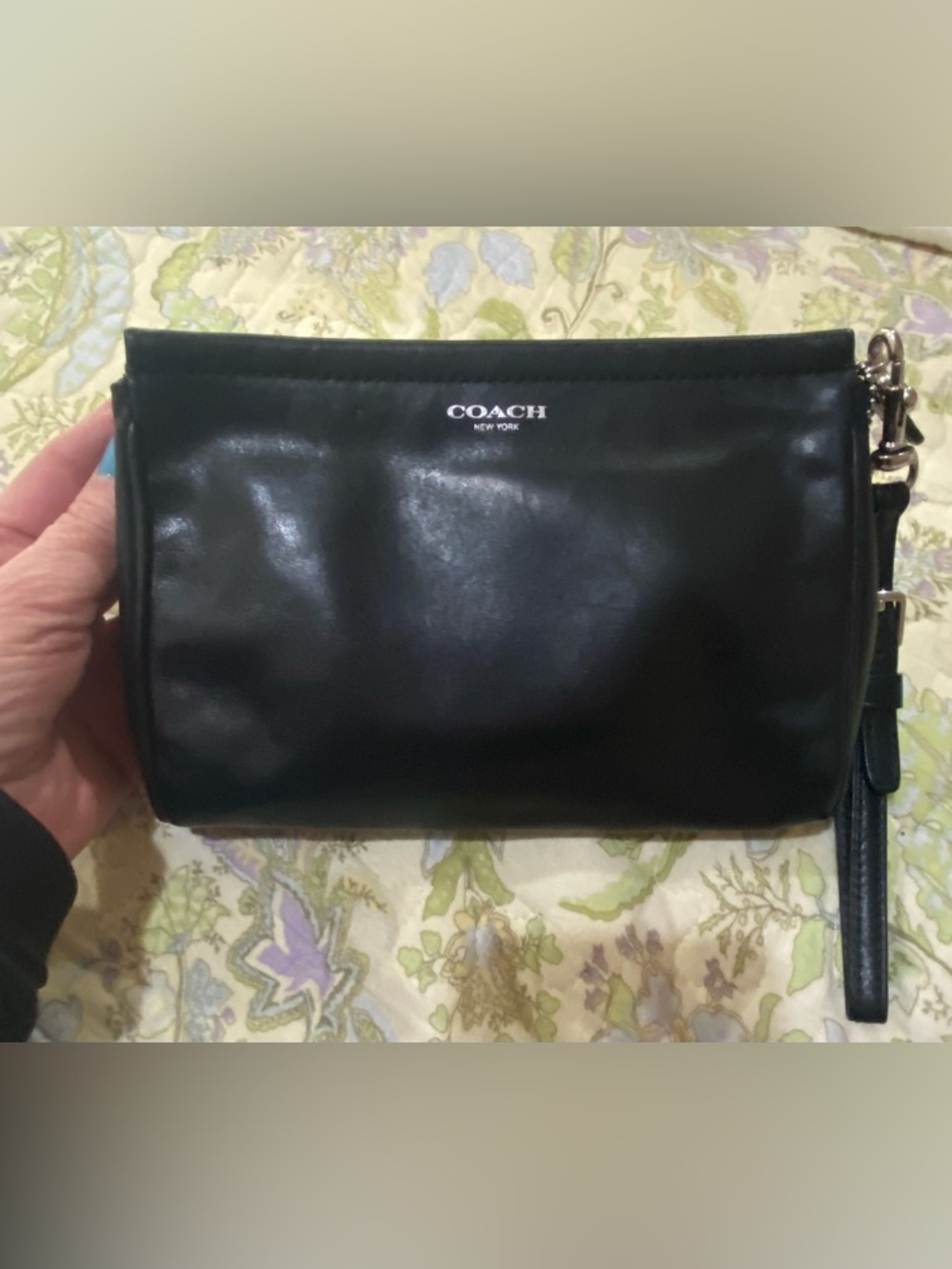 Coach Legacy Leather Wristlet Clutch Purse Bag Silver Hardware Minimalist Black - Picture 10 of 10